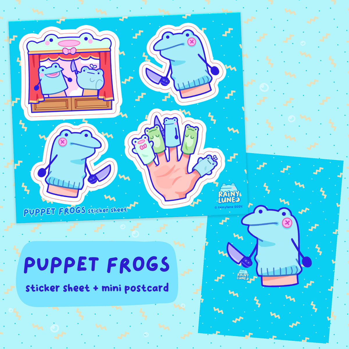 Puppet Frogs Sticker Sheet – rainylune