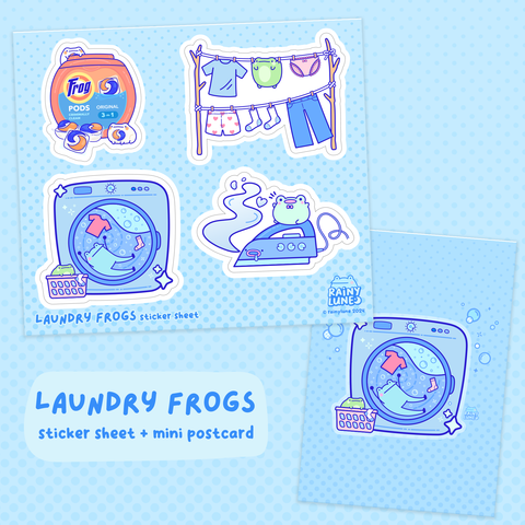 Laundry Frogs Sticker Sheet