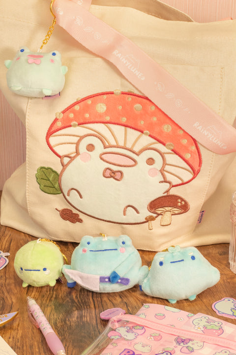 Friend the Frog Mushroom Canvas Tote