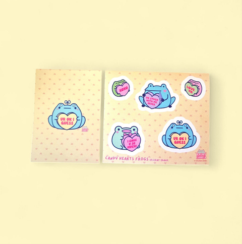 Candy Heart Frog Sticker Sheet