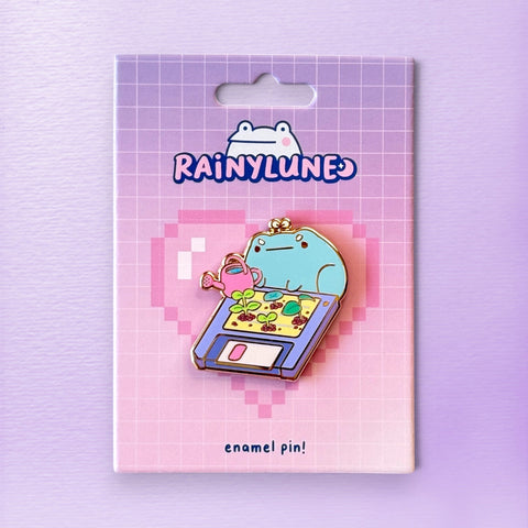 Floppy Disk Garden Sprout the Frog enamel pin product photo
