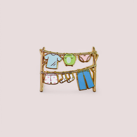 Clothesline Laundry NPC Frog Pin