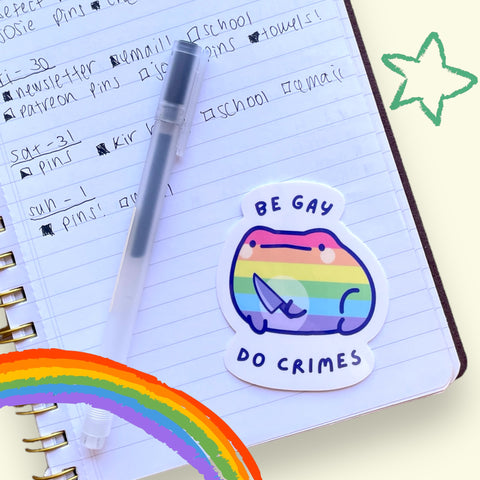 Rainylune Rainbow Pride Be Gay Do Crimes NPC Frog Sticker