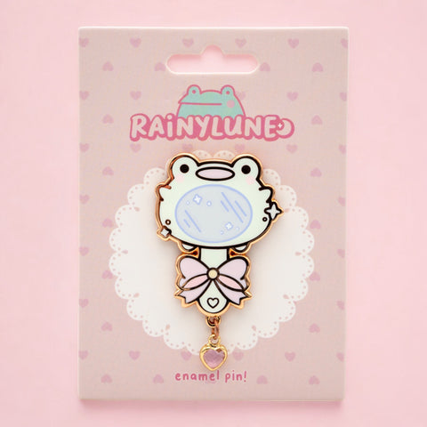 Rainylune Mirror Friend the Frog Pin