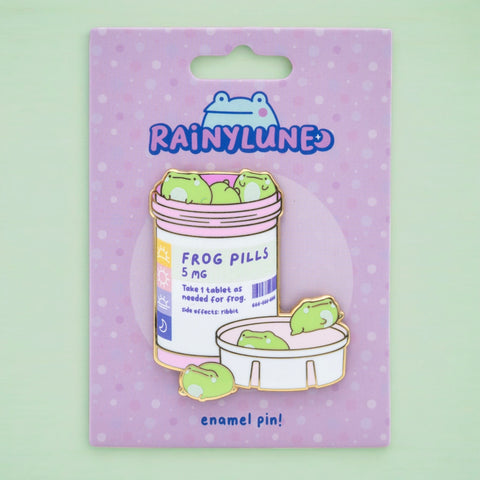 Rainylune Medication Prescription NPC Frog Pill Bottle Rx Pin