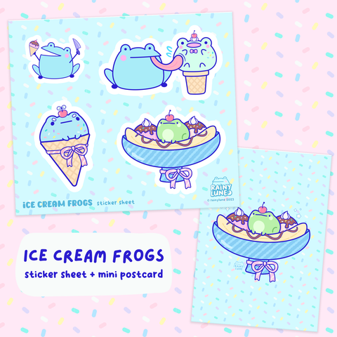 Rainylune Ice Cream Frogs Sticker Sheet