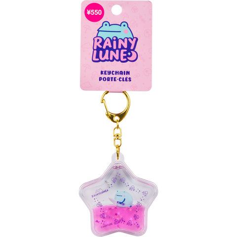 Rainylune Son water filled liquid keychain front and back packaging photos