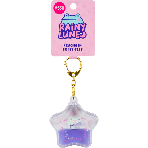 Rainylune Friend water filled liquid keychain product photo with packaging