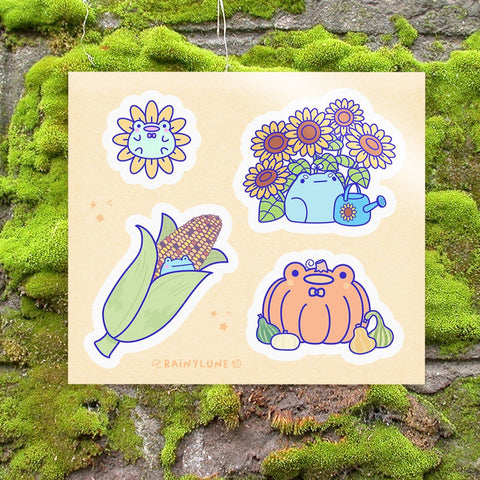 Rainylune Fall Farming Frogs Sticker Sheet