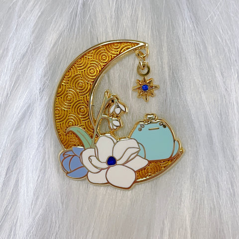 Winter Moon Frog Pin