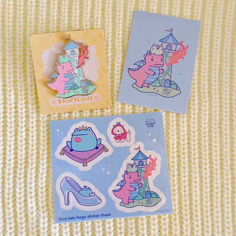 Fairy Tale Frogs Pin + Sticker Pack - October Patreon 2022