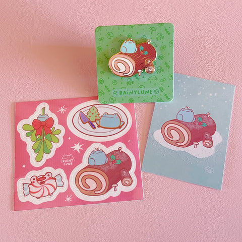 Rainylune Holiday Dessert Frogs Pin Sticker Pack