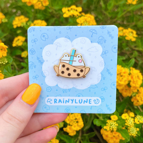 Rainylune Milk Tea Boba Frog Pin