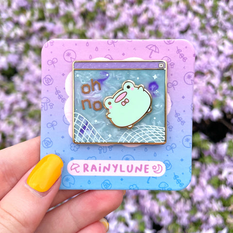 Rainylune Existential Vaporwave Frog Spinning Pin