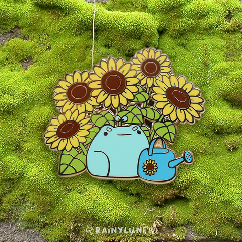 Rainylune Garden Sunflower Sprout the Frog Pin
